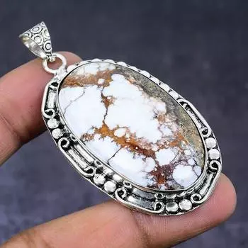 Wild Horse Gemstone 925 Steling Silver Jewelry Pendant 2.44 h3M89
