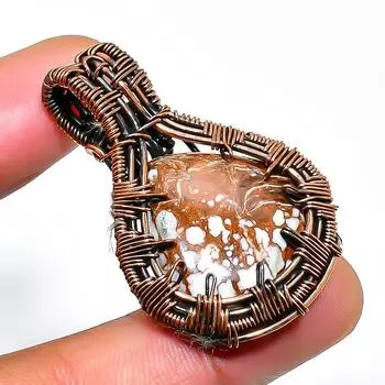 Wild Horse Gemstone Handmade Copper Wire Wrap Jewelry Pendant 1.58 1.58 коричневый