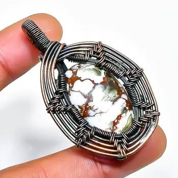 Wild Horse Gemstone Handmade Copper Wire Wrap Jewelry Pendant 1.97 1.97 коричневый