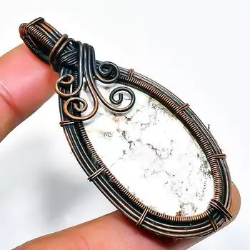Wild Horse Gemstone Handmade Copper Wire Wrap Jewelry Pendant 2.56 2.56 коричневый