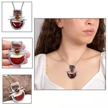 Wild Horse Jasper Peridot Gemstone Unisex Women s Silver Jewelry Pendant 2