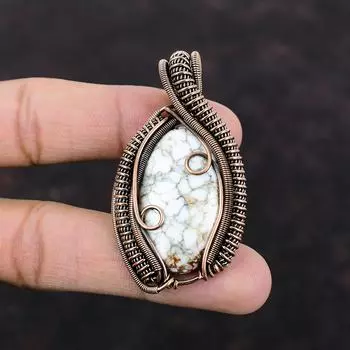 Wild Horse Magnesite Pendant Copper Wire Wrapped Pendant Handmade Copper Jewelry Boho Pendant Gemstone Pendant Wire Wrapped Jewelry For Gift