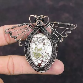 Wild Horse Magnesite Pendant Copper Wire Wrapped Pendant Handmade Wire Wrapping Jewelry Butterfly Pendant For Gift Gemstone Copper Jewelry