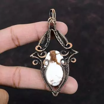Wild Horse Magnesite Pendant Copper Wire Wrapped Pendant Handmade Pendant Very Pretty Copper Jewelry Gift For Mom Natural Gemstone Pendants