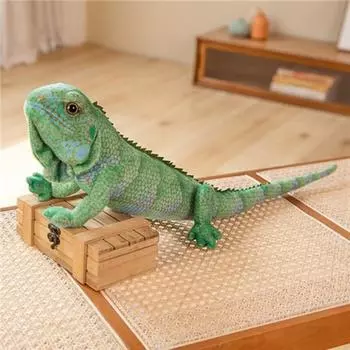 Wild Reptile Lizard Plush Toy Long Tail Stuffed Lizard Doll Plush Mane Lizard Birthday Gift Dark Green 65cm