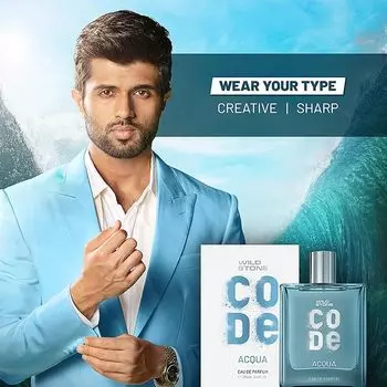 Wild Stone CODE Acqua Парфюмированная вода для мужчин, 100 мл | Роскошный стойкий аромат | Свежий, искрящийся и заряжающий энергией парфюм для мужчин 100 ml