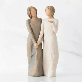 Willow Hand Tree Painted Resin Sister By My Side Figurine Doll Decorative Gift