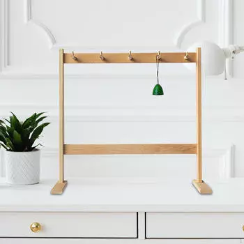 Wind Chime Stand Hanging Rack Stable Wood Multipurpose Gong Hanger for Tea Room Home