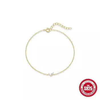 Wind Commuting Simple Wear S925 Sterling Silver Horse Eye Zircon Combined With Horse Eye Opper Irregular Love Bracelet 925 silver золотой