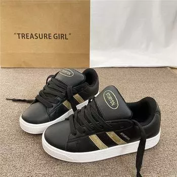 Wind retro black gold original bread shoes women s tide spring new casual little white shoes board shoes 35