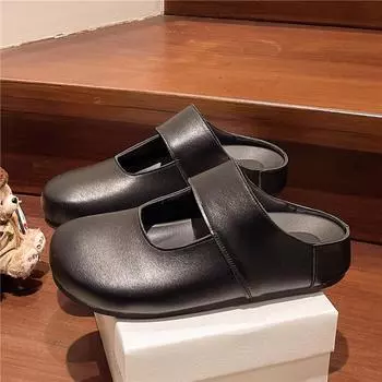Wind thick-soled bag head half slippers women wear new one-pedal single shoes cool slippers in summer 35