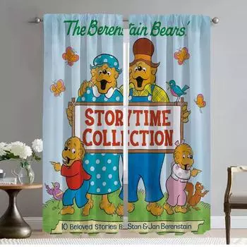 Window Curtain for Room 2 Panel Berenstain Bears Curtains for Bedroom Halloween Decoration Home Interior Curtains Partition W50xH70cmx2pcs-CL