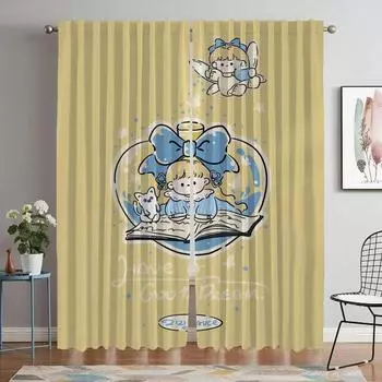 Window Curtain for Room 2 Panel Cute Girls Home Interior Curtains Shades Partition Tulle for Bedroom Halloween Decoration Living W50xH70cmx2pcs-CL