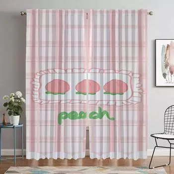 Window Curtain for Room 2 Panel Fruit Home Interior Curtains Halloween Decoration Shades Partition Living Kitchen Blackout Child W50xH70cmx2pcs-CL