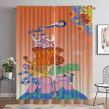 Window Curtain for Room 2 Panel Hermess Elegant Room Curtains Halloween Decoration Shades Partition Home Interior Curtains Child W50xH70cmx2pcs-CL