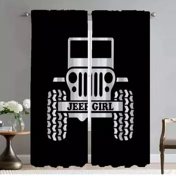 Window Curtain for Room 2 Panel Jeep Anti-mosquito Curtains Partition Home Interior Curtains Halloween Decoration Shades Living W50xH70cmx2pcs-CL