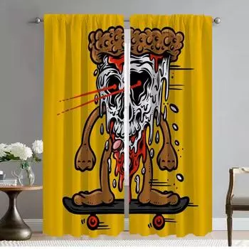 Window Curtain for Room 2 Panel Joetamponi Modern Living Room Curtains 2 Pieces Partition Home Interior Curtains Shades Kitchen W50xH70cmx2pcs-CL