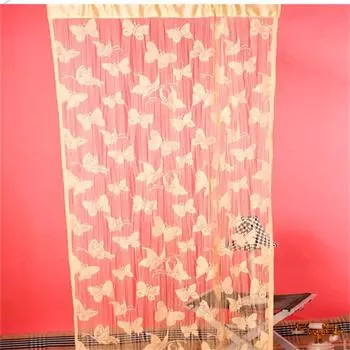 Window Curtains Door Fly Screen Butterfly String Curtain Screen Panel Hanging Beaded Curtains бежевый