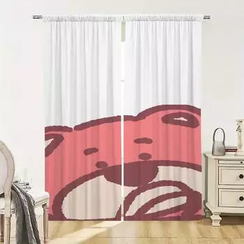 Window Kitchen Curtains for Living Room 2 Pieces Blackout Curtains Door Curtain S-strawberry B-bear Bedroom Decoration Partition W50xH70cmx2pcs-CL