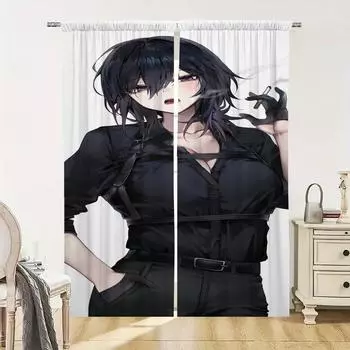 Window Kitchen Curtains for Living Room 2 Pieces Blackout Curtains Door Curtain Big Breast Girl Bedroom Decoration Partition W50xH70cmx2pcs-CL