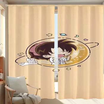 Window Kitchen Curtains for Living Room 2 Pieces Blackout Curtains Door Curtain D-detective C-conan Bedroom Decoration Partition W50xH70cmx2pcs-CL