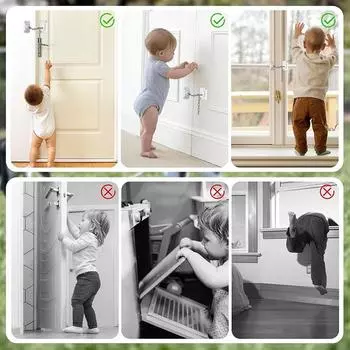 Window Restrictor Child Safety Locks Self Adhesive Window Limit Stop Locks No Drilling Adjustable for UPVC Wooden Sliding Window