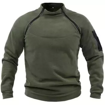 Windproof Fleece Men s Sweatshirts Outdoor Sportwear Jacket Standing Collar Solid Color Pullover Male Thick Casual XL чёрный