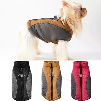 Windproof Warm Dog Jacket For Small Medium Dogs Waterproof With D-ring Zipper Puppy Clothes Chihuahua Yorkshire Schnauzer Coat XS чёрный