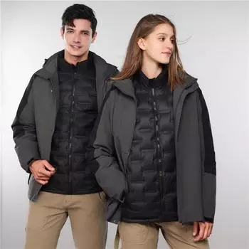 Winter 3-in-1 Anti Cold Down Jacket, Inner Lining, Assault Jacket, Color Blocked Outdoor Hiking and Mountaineering Work Suit M красный