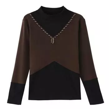 Winter Base Shirt for Women with Thick Contrasting Half-turtleneck Top Long Sleeve T-shirt Fashionable Shirt M