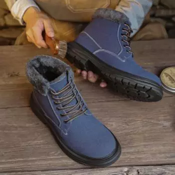 Winter Boots for Men High Top Shoes Winter Men s Outdoor Snow Boots Men s Cotton Boots Men s Winter Shoes Trekking Shoes Men 38 чёрный