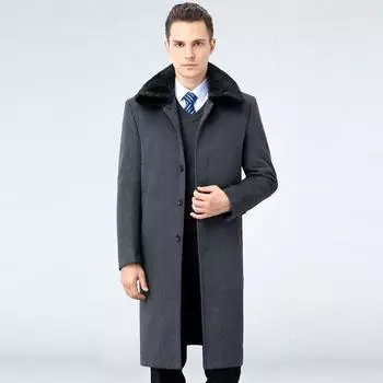 Winter cashmere coat men s medium-length down liner thickened middle-aged business casual warm coat 170