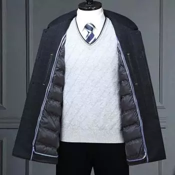 Winter coat new cashmere coat men s medium-length jacket thickened windbreaker pure woolen coat winter S