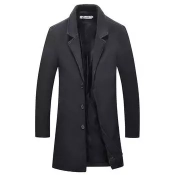 Winter Coat Woolen Coat Fashion Simple Mid-length Slim-fit Men s Casual Windbreaker Men XXXXXL
