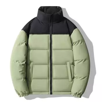 Winter Cotton Coat Men s New Spliced Windproof Warm Thick Stand Collar Couple Bread Coat Stand Collar Cotton Coat M