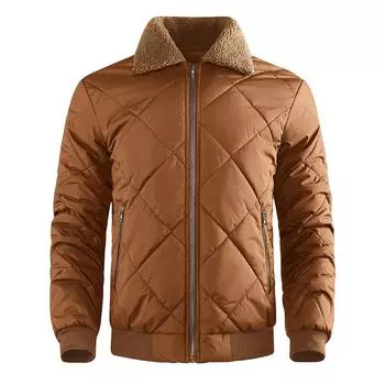 Winter Cotton-padded and Thickened Men s Casual Thermal Jacket Fur Collar Jacket S
