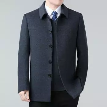 Winter daddy cashmere coat for middle-aged men, removable down lining woolen coat, middle-aged and elderly woolen jacket 170