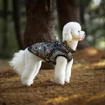 Winter Dog Clothes Outdoor Thickened Warm Pet Cotton-Padded Clothes Reflective Webbing Cotton Vest Chest Back S серебряный серый