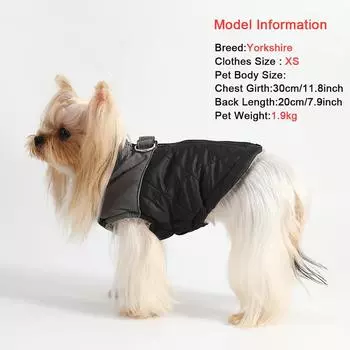 Winter Dog Coat With Fur Thick Reflective Pet Down Jacket For Small Dogs Cat Outfit Waterproof Chihuahua French Bulldog Overalls XS чёрный