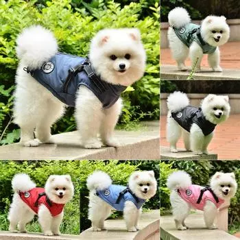 Winter Dog Jacket With Harness For Cold Weather Warm Dog Coat Clothes for Small Medium Pet Dog Vest Dogs Coat Chihuahua French XS