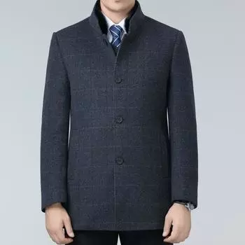Winter double-sided cashmere coat for men, mink collar, down gallbladder stand-up collar, thickened removable high-end wool woolen coat 170