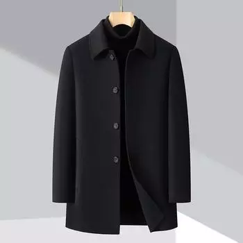 Winter double-sided woolen coat cashmere men s button style middle-aged lapel removable down jacket liner wool coat 165