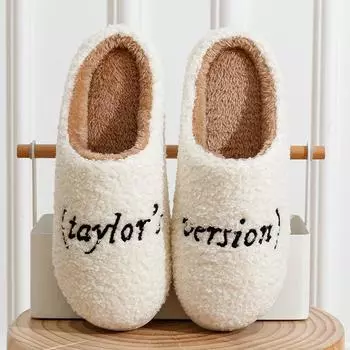 Зимние домашние тапочки Taylor s Style Version Embroidery Fuzzy Women Indoor Warm Comfortable Non-slip TS Swifties Houseshoes 36-37