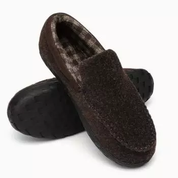 Winter home warm plush slippers non-slip soft sole wear-resistant large size cotton shoes men чёрный