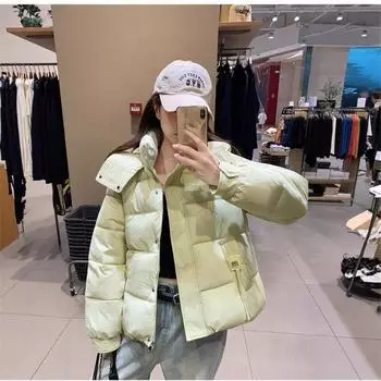 Winter hooded new thickened short cotton clothes, Korean version of cotton clothes, loose warm and cold-proof jackets, padded jackets, cotton jackets M