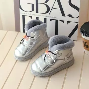 Winter Kids Snow Boots Simple Versatile Children s Boot for Boy Classic Fashion Girls Causal Cotton Boots Outdoor Non-slip Warm 26 чёрный