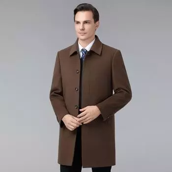 Winter lapel middle-aged cashmere coat men s mid-length coat double-sided dad middle-aged coat 170