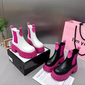 Winter Luxury Platform Women s Boots Punk Gothic Women Shoes Fashion Mixd Colors Chelsea Ankle Boots Female Slim Slip-on Boot 35