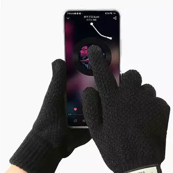 Winter Men Knitted Gloves Touch Screen High Quality Male Mitten Thicken Warm Wool Cashmere Solid Color Men Business Gloves чёрный