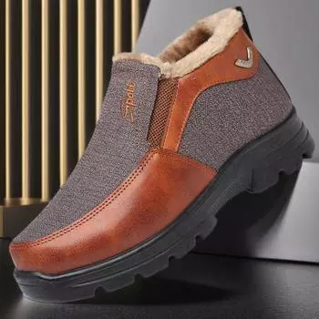 Winter Men s Boots Snow Boots Ankle Keep Warm Slip on Plush Shoes Sneakers Flats Lace Up Men s Cotton Shoes Chaussure Hommes 39 чёрный